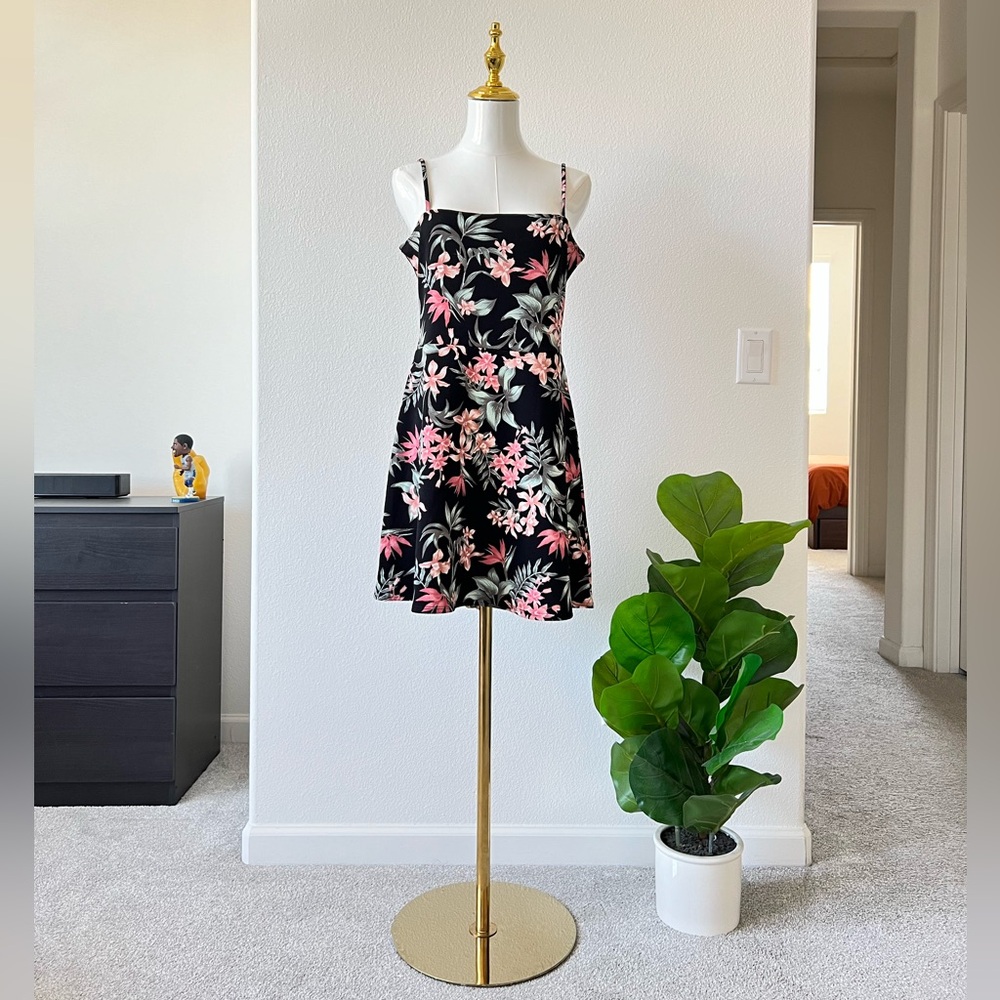 H&M Fit & Flare Black Floral Dress